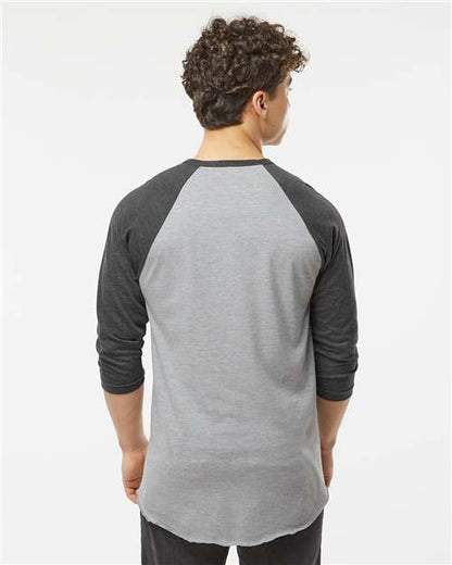 Tultex Fine Jersey Raglan T-Shirt 245 Heather Grey/ Heather Charcoal