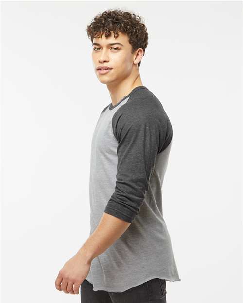 Tultex Fine Jersey Raglan T-Shirt 245 Heather Grey/ Heather Charcoal