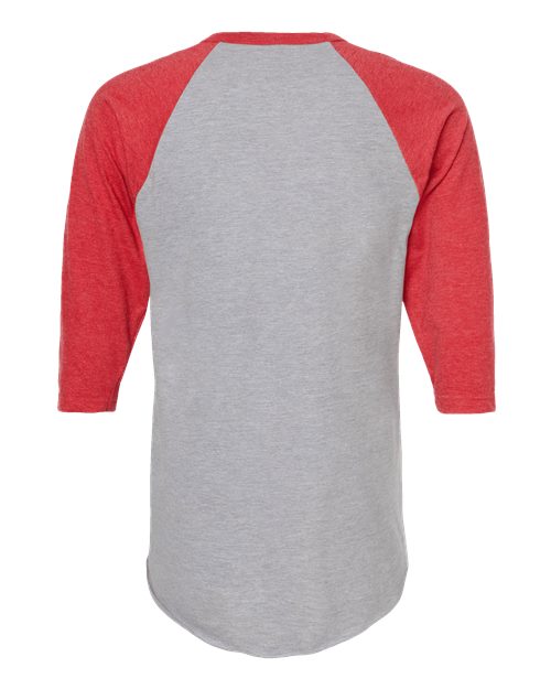 Tultex Fine Jersey Raglan T-Shirt 245 Heather Grey/ Heather Red