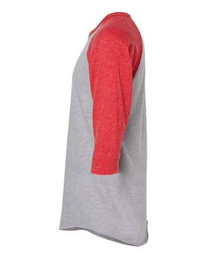 Tultex Fine Jersey Raglan T-Shirt 245 Heather Grey/ Heather Red