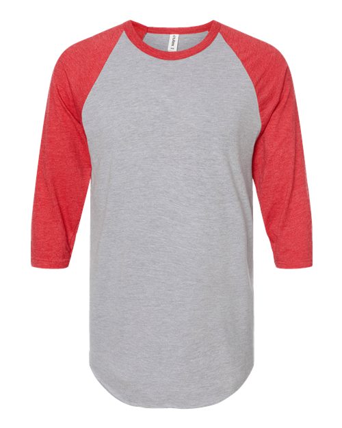 Tultex Fine Jersey Raglan T-Shirt 245 Heather Grey/ Heather Red