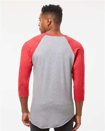 Tultex Fine Jersey Raglan T-Shirt 245 Heather Grey/ Heather Red
