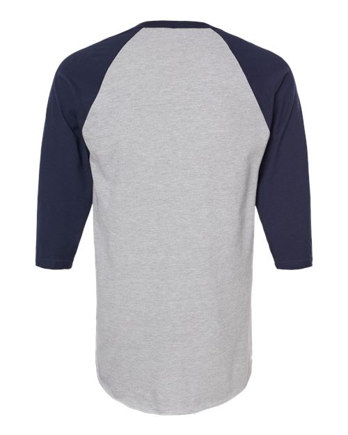 Tultex Fine Jersey Raglan T-Shirt 245 Heather Grey/ Navy