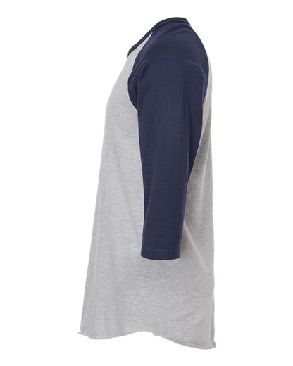 Tultex Fine Jersey Raglan T-Shirt 245 Heather Grey/ Navy
