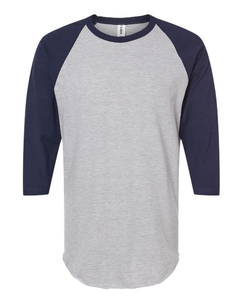 Tultex Fine Jersey Raglan T-Shirt 245 Heather Grey/ Navy