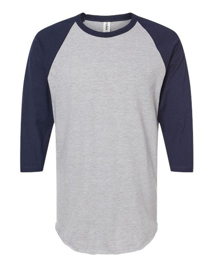 Tultex Fine Jersey Raglan T-Shirt 245 Heather Grey/ Navy