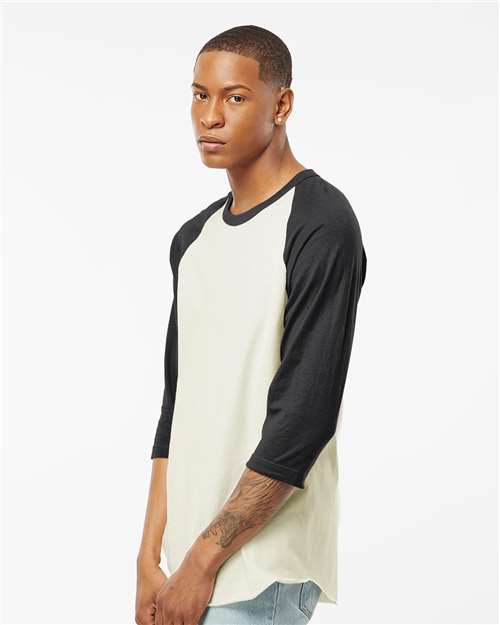 Tultex Fine Jersey Raglan T-Shirt 245 Vintage White/ Black