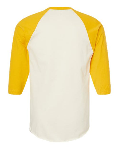 Tultex Fine Jersey Raglan T-Shirt 245 Vintage White/ Mellow Yellow