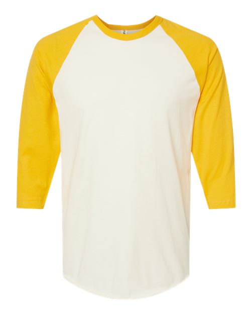 Tultex Fine Jersey Raglan T-Shirt 245 Vintage White/ Mellow Yellow