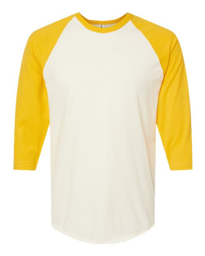 Tultex Fine Jersey Raglan T-Shirt 245 Vintage White/ Mellow Yellow