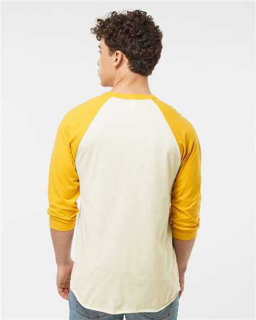 Tultex Fine Jersey Raglan T-Shirt 245 Vintage White/ Mellow Yellow