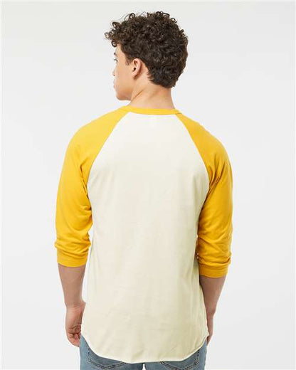 Tultex Fine Jersey Raglan T-Shirt 245 Vintage White/ Mellow Yellow