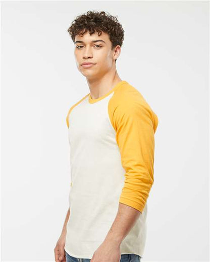 Tultex Fine Jersey Raglan T-Shirt 245 Vintage White/ Mellow Yellow