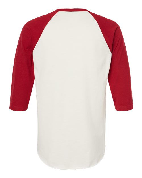 Tultex Fine Jersey Raglan T-Shirt 245 Vintage White/ Rio Red