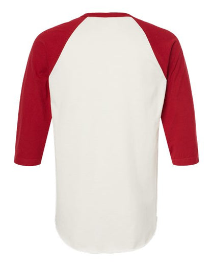 Tultex Fine Jersey Raglan T-Shirt 245 Vintage White/ Rio Red
