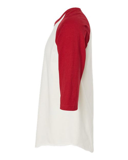 Tultex Fine Jersey Raglan T-Shirt 245 Vintage White/ Rio Red
