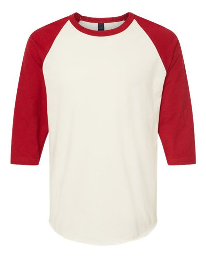 Tultex Fine Jersey Raglan T-Shirt 245 Vintage White/ Rio Red