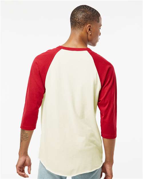 Tultex Fine Jersey Raglan T-Shirt 245 Vintage White/ Rio Red