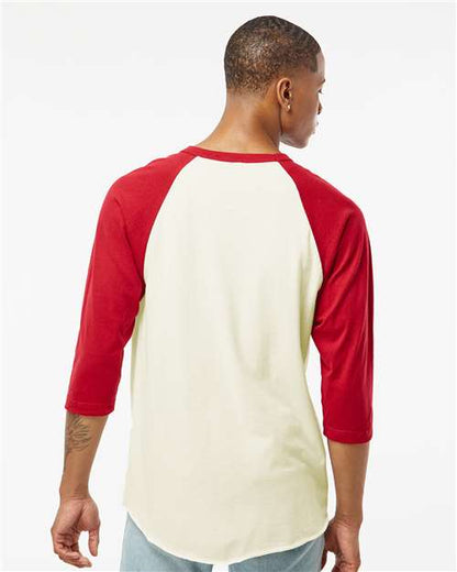 Tultex Fine Jersey Raglan T-Shirt 245 Vintage White/ Rio Red