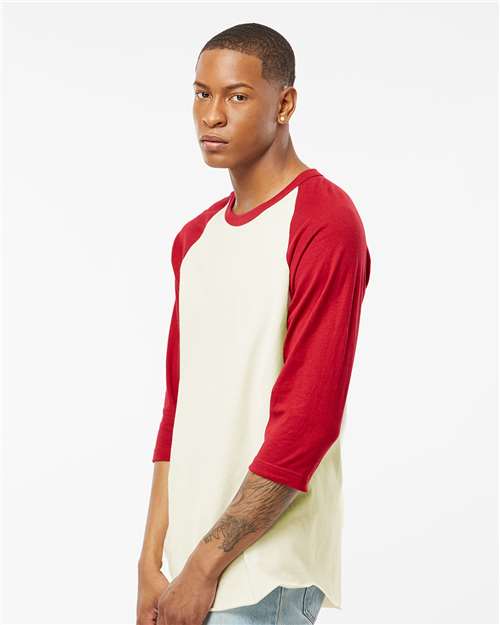 Tultex Fine Jersey Raglan T-Shirt 245 Vintage White/ Rio Red