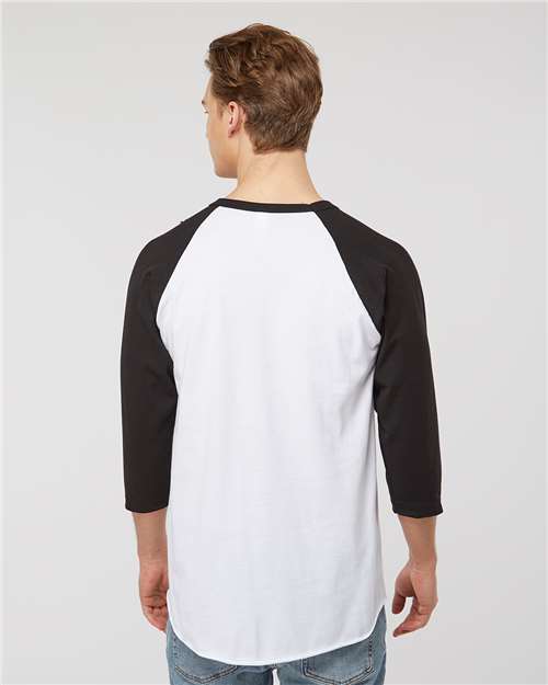 Tultex Fine Jersey Raglan T-Shirt 245 White/ Black