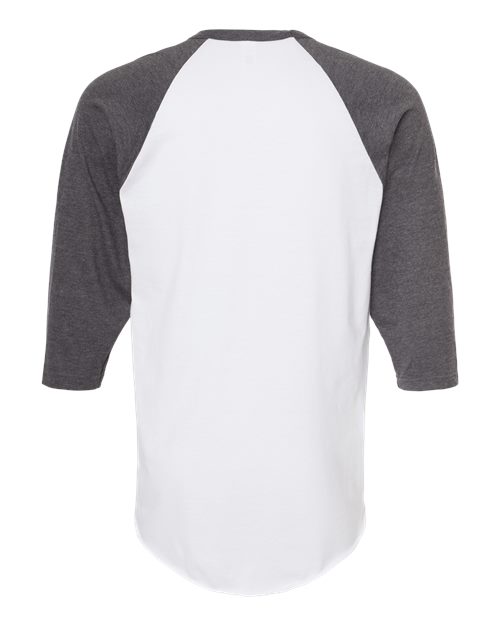 Tultex Fine Jersey Raglan T-Shirt 245 White/ Heather Charcoal