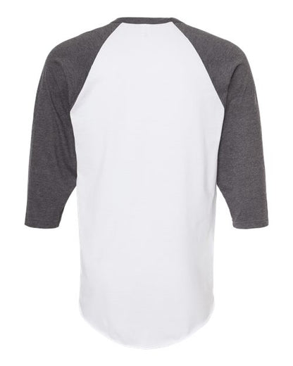 Tultex Fine Jersey Raglan T-Shirt 245 White/ Heather Charcoal