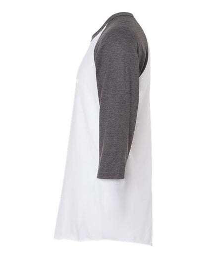 Tultex Fine Jersey Raglan T-Shirt 245 White/ Heather Charcoal