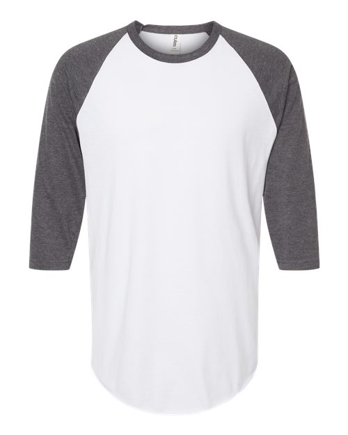 Tultex Fine Jersey Raglan T-Shirt 245 White/ Heather Charcoal
