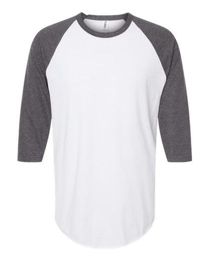 Tultex Fine Jersey Raglan T-Shirt 245 White/ Heather Charcoal