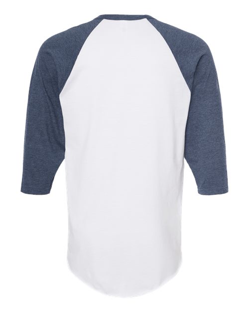 Tultex Fine Jersey Raglan T-Shirt 245 White/ Heather Denim