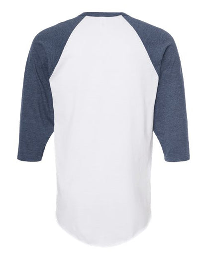 Tultex Fine Jersey Raglan T-Shirt 245 White/ Heather Denim