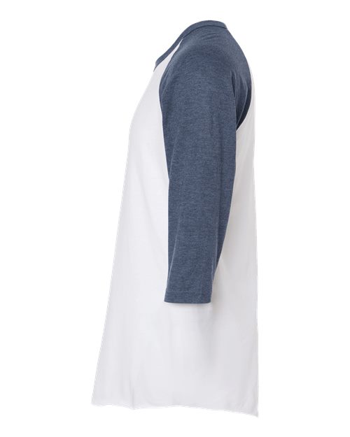 Tultex Fine Jersey Raglan T-Shirt 245 White/ Heather Denim