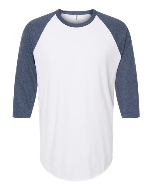 Tultex Fine Jersey Raglan T-Shirt 245 White/ Heather Denim