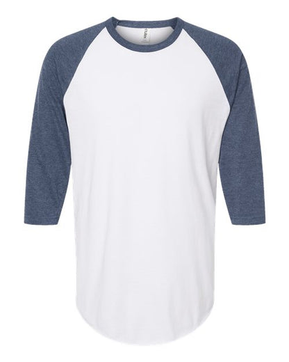 Tultex Fine Jersey Raglan T-Shirt 245 White/ Heather Denim