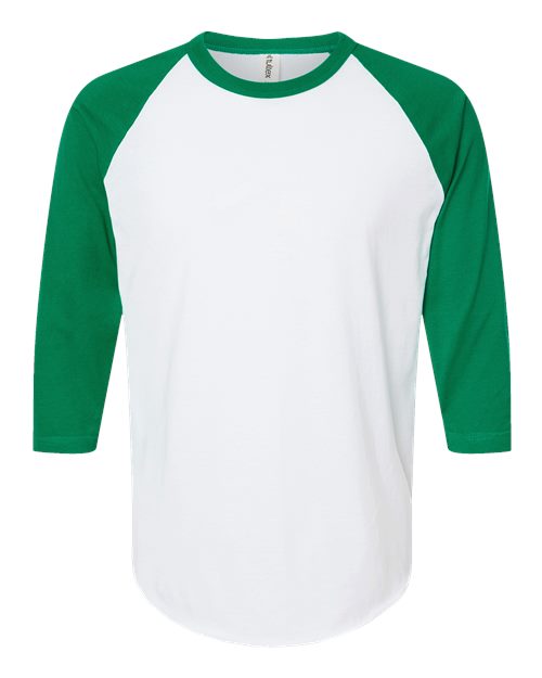 Tultex Fine Jersey Raglan T-Shirt 245 White/ Kelly