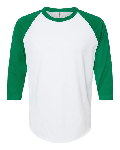 Tultex Fine Jersey Raglan T-Shirt 245 White/ Kelly