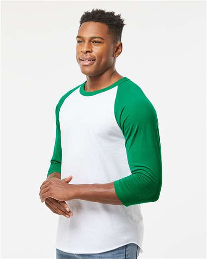 Tultex Fine Jersey Raglan T-Shirt 245 White/ Kelly
