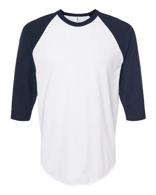Tultex Fine Jersey Raglan T-Shirt 245 White/ Navy