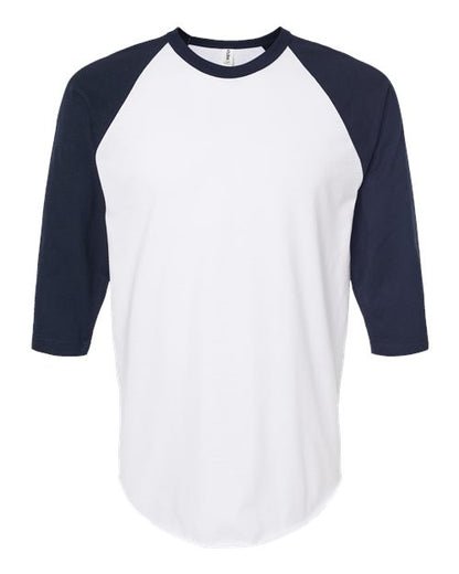 Tultex Fine Jersey Raglan T-Shirt 245 White/ Navy