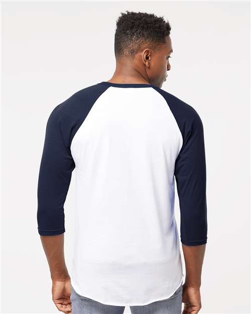 Tultex Fine Jersey Raglan T-Shirt 245 White/ Navy