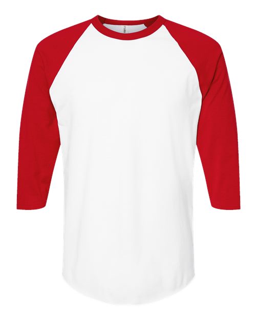 Tultex Fine Jersey Raglan T-Shirt 245 White/ Red