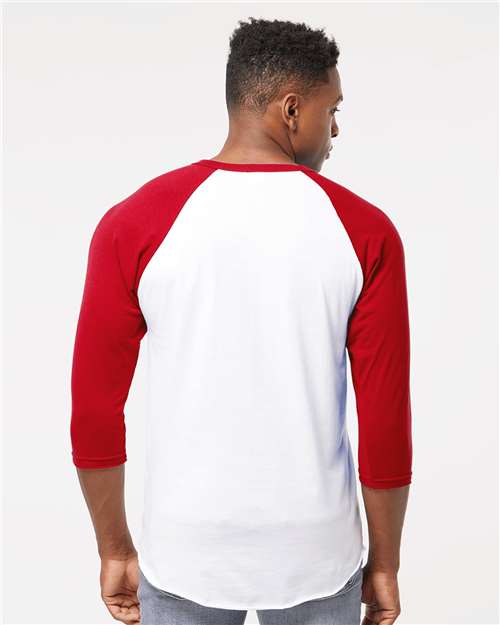 Tultex Fine Jersey Raglan T-Shirt 245 White/ Red
