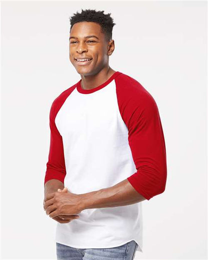 Tultex Fine Jersey Raglan T-Shirt 245 White/ Red