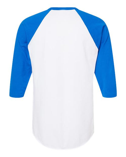 Tultex Fine Jersey Raglan T-Shirt 245 White/ Royal
