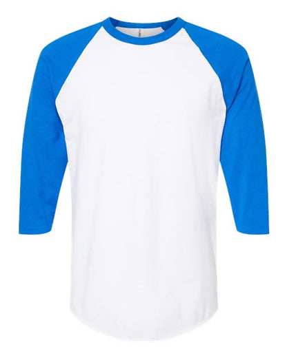 Tultex Fine Jersey Raglan T-Shirt 245 White/ Royal