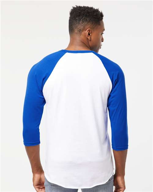 Tultex Fine Jersey Raglan T-Shirt 245 White/ Royal