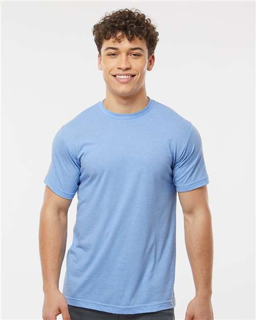 Custom Embroidered  Tultex Poly-Rich T-Shirt 241 Heather Athletic Blue
