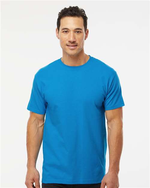 Custom Embroidered  M&O Gold Soft Touch T-Shirt 4800 Turquoise