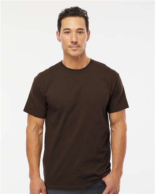 Custom Embroidered  M&O Gold Soft Touch T-Shirt 4800 Chocolate